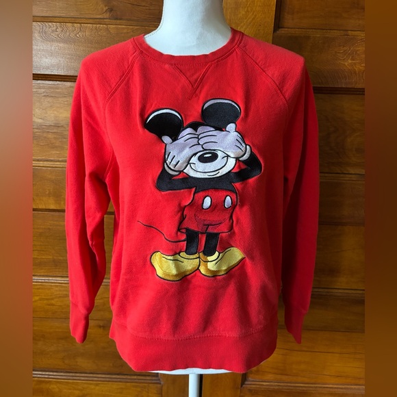 Disney Red Mickey Mouse Women’s Sweatshirt - Picture 1 of 6